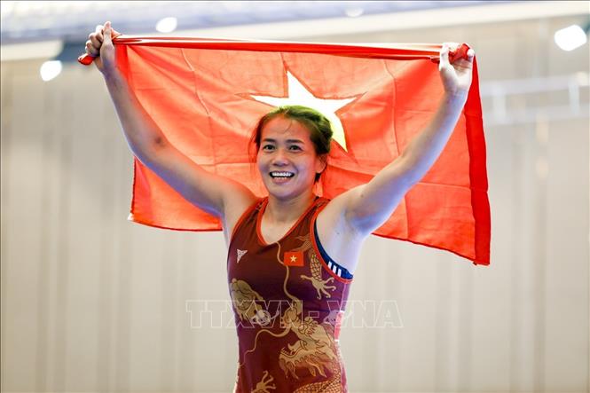Vận động viên Mỹ Hạnh tại SEA Games 32. Ảnh: TTXVN